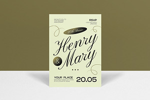 Green Modern Anniversary Invitation, an Invitation Template by graphicook