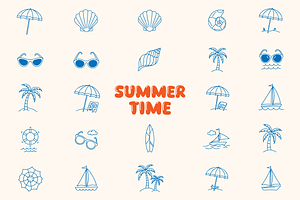Summer Doodle Icon Collection, a Decorative Illustration by MkStudio