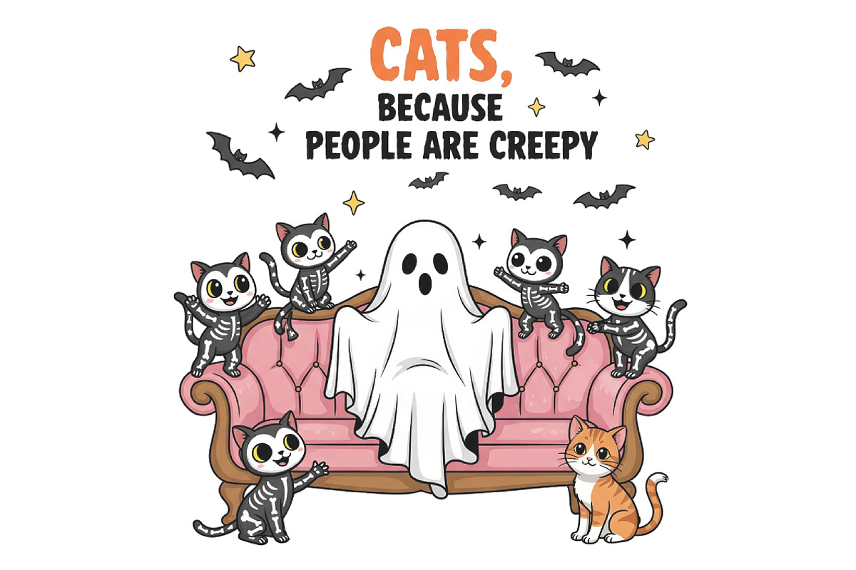 Cats People Are Creepy skeleton Cat, an Illustration by CraftArtStudio (Photo 1 of 4)