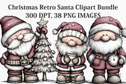 Christmas Retro Santa Clipart Bundle, an Illustration by Canvas Craft (Thumbnail 1 of 7)
