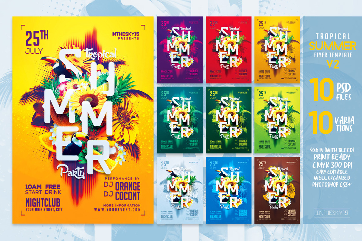 Tropical Summer V2 Flyer Template, a Flyer Template by InTheSky15 (Photo 1 of 6)