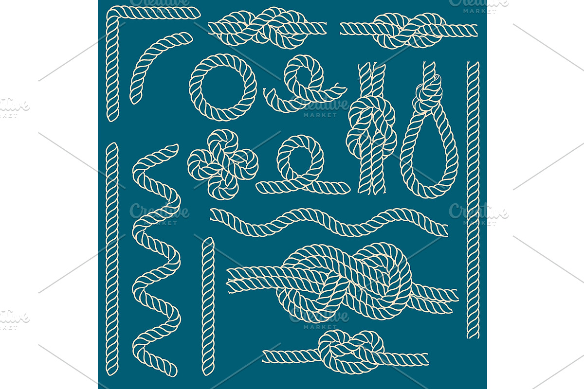Rope Knots Borders Line Set. Vector, a Background Graphic by Bigmouse_art