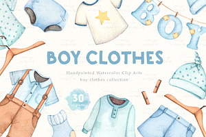 Boy Clothes Watercolor Clip Arts