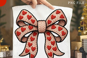 Yarn Crochet Coquette Valentine Bow, an Illustration by OK Design