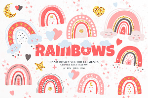 Hand Drawn Rainbows Illustration