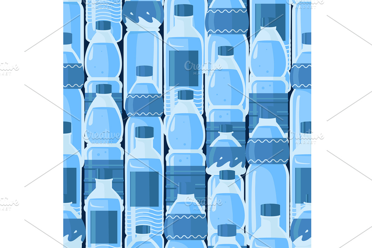 Plastic water bottles seamless, a Food Illustration by Vectorbuum