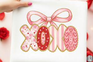 Preppy XOXO Coquette Bow, Valentine, an Illustration by Designking