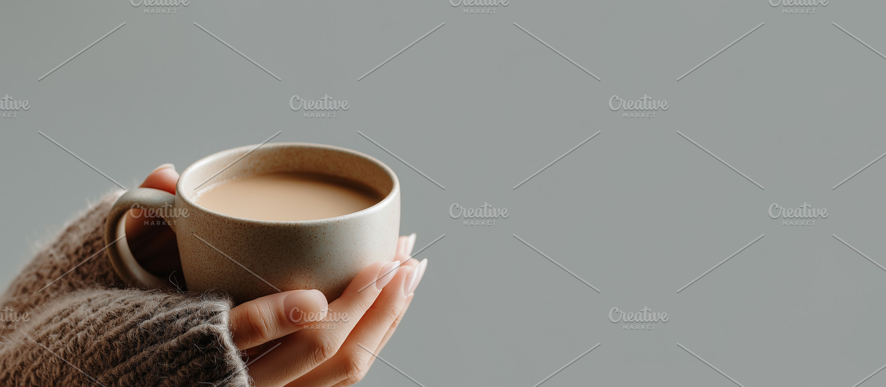 Woman in a cozy sweater holds a mug, a Food & Drink Photo by MistyDay