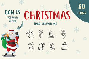 80 Hand-Drawn Christmas Icons