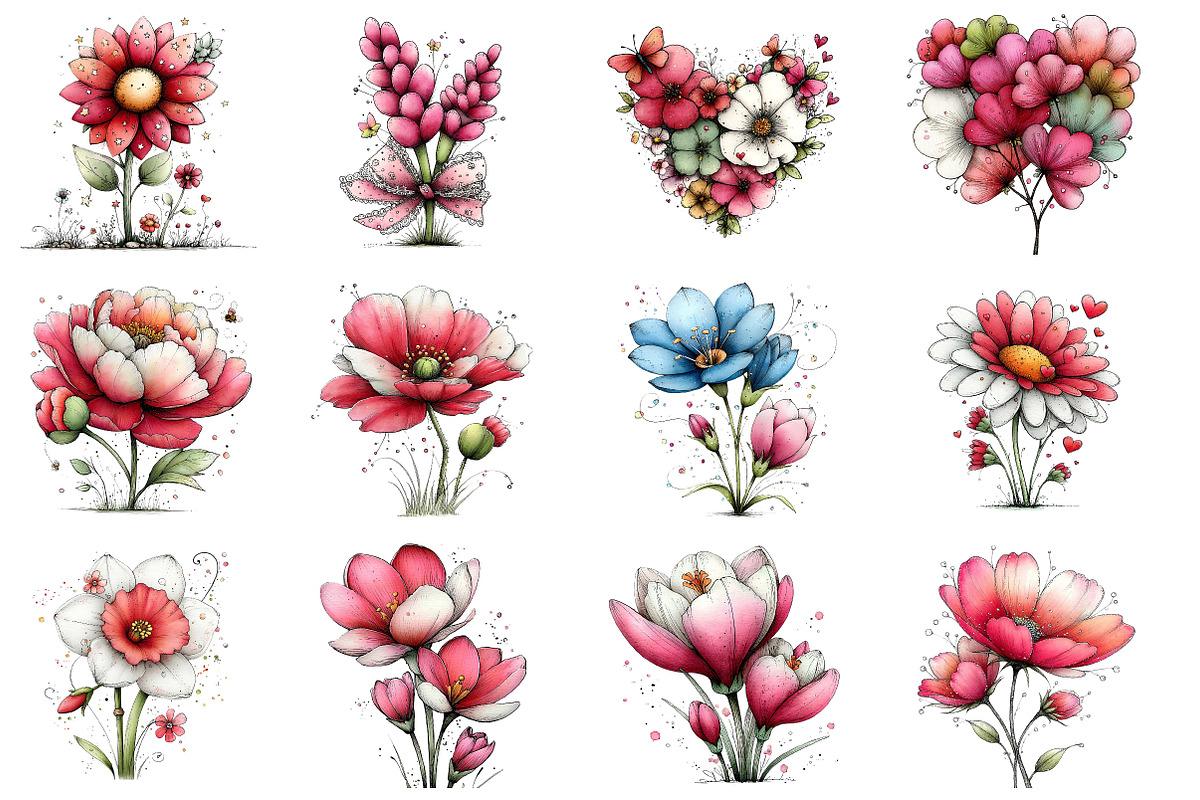 Whimsical Spring Flowers Clipart, an Illustration by Dream Creation (Photo 4 of 5)