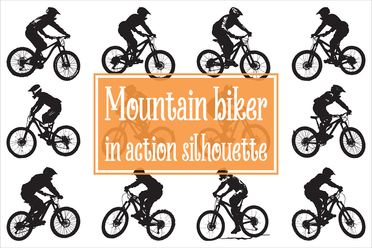 Mountain Biker Action Silhouette, an Illustration by Amazin_art
