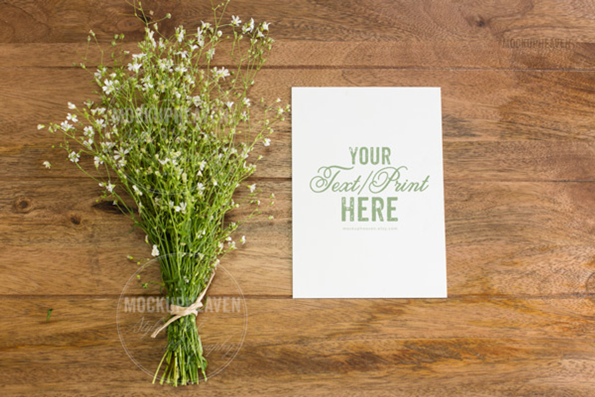 5x7 Wedding Invitation Card Mockup, a Print Template by MockUpHeaven