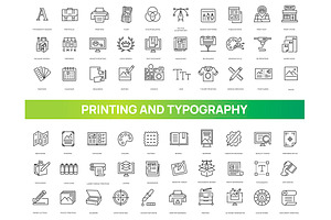Printing and Typography Icons Set, an Outline Icon by Tettygreen