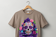 Sugar Skull Purple Cupcake Art, a Shirt Mockup by Vector Stall (Thumbnail 2 of 14)