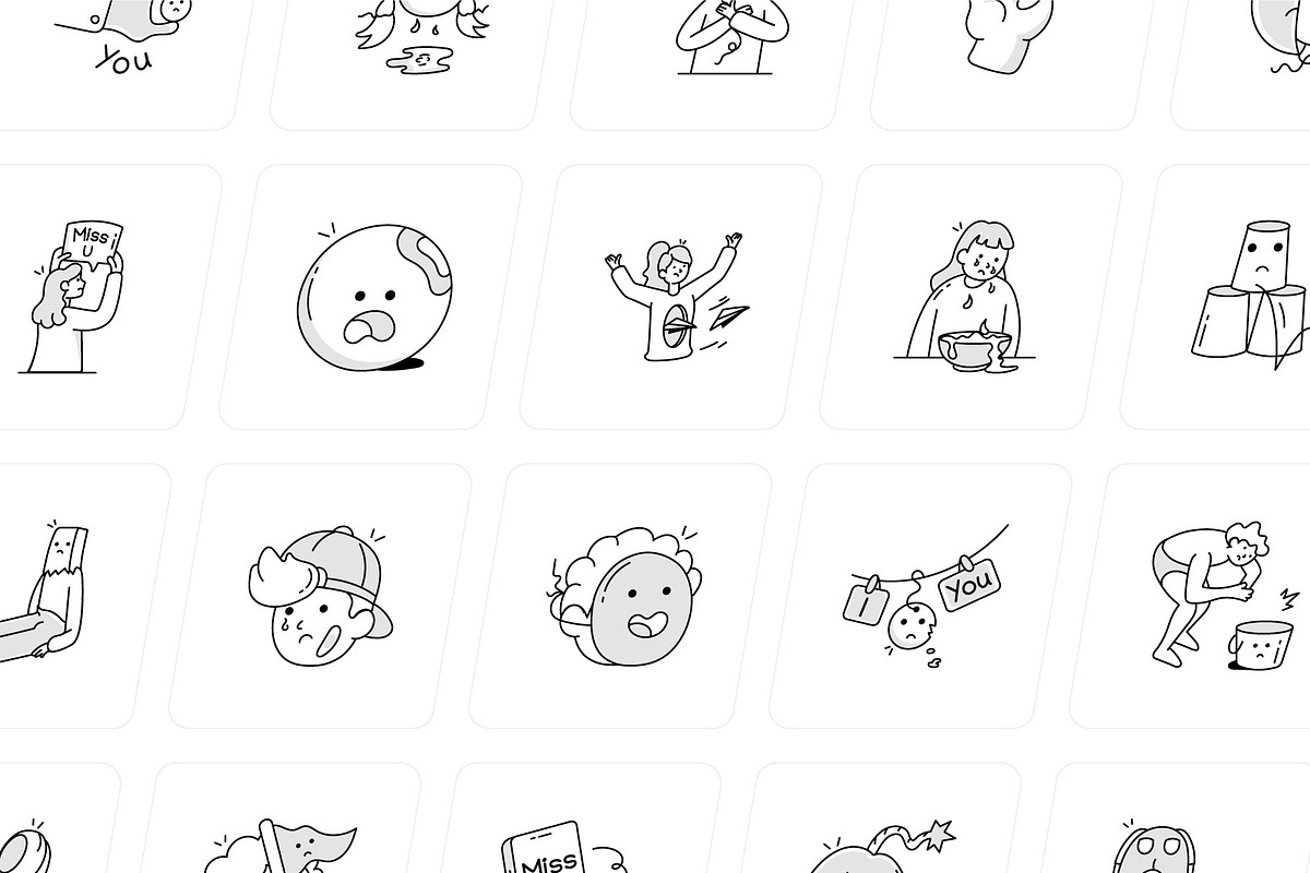 Miss You Doodle Icons Set, an Outline Icon by Vectors Market (Photo 8 of 8)