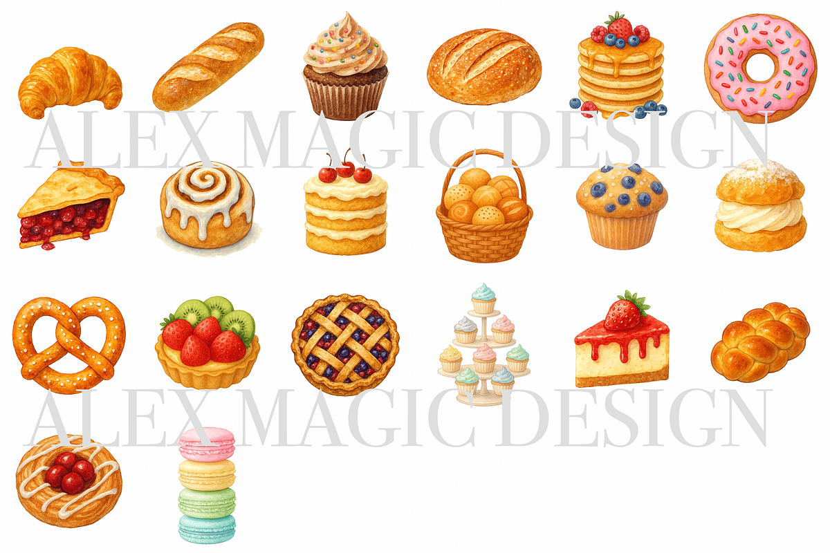 Bakery Clipart Set, a Decorative Illustration by Pati Charm Studio (Photo 6 of 8)