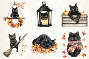 Fall Autumn Black Cat Clipart, an Illustration by DreamCafeArt (Thumbnail 3 of 6)