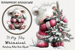 Whimsical Christmas Polar Bear PNG