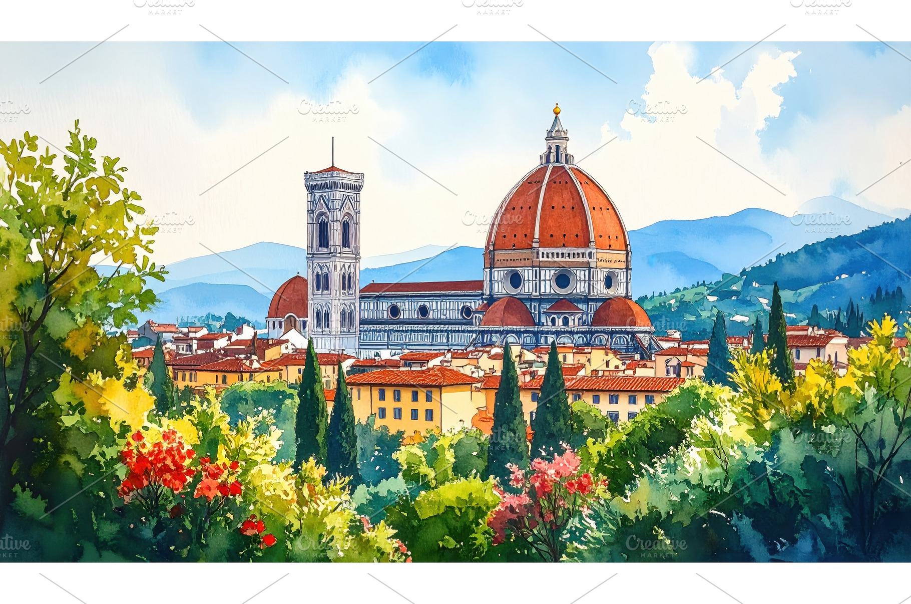 A panoramic watercolor of Florence, an Architecture Photo by Igor Tichonow