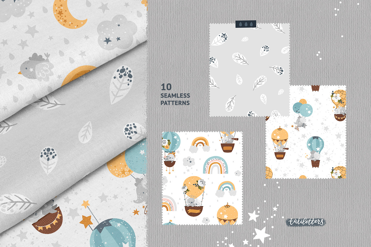 Hot Air Balloon Clipart & Patterns, an Animal Illustration by tatiletters (Photo 7 of 11)