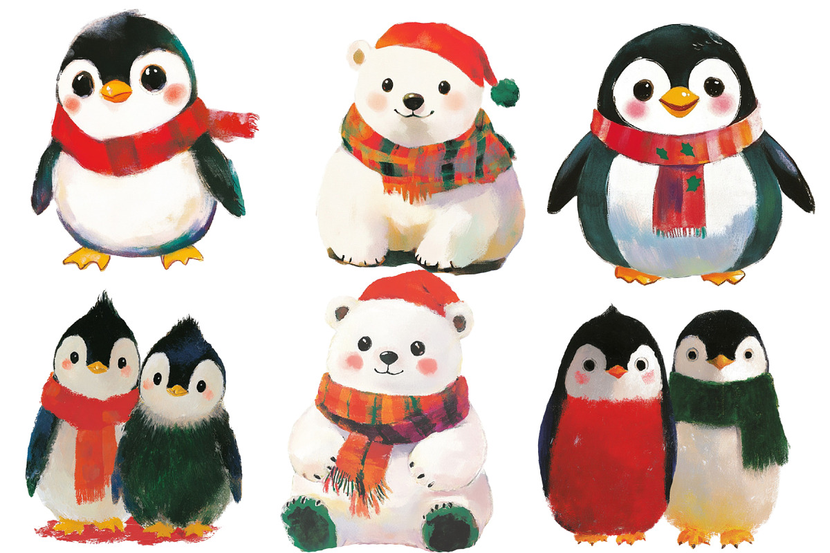 Cute Christmas Characters Clipart, an Illustration by Designworld (Photo 3 of 5)