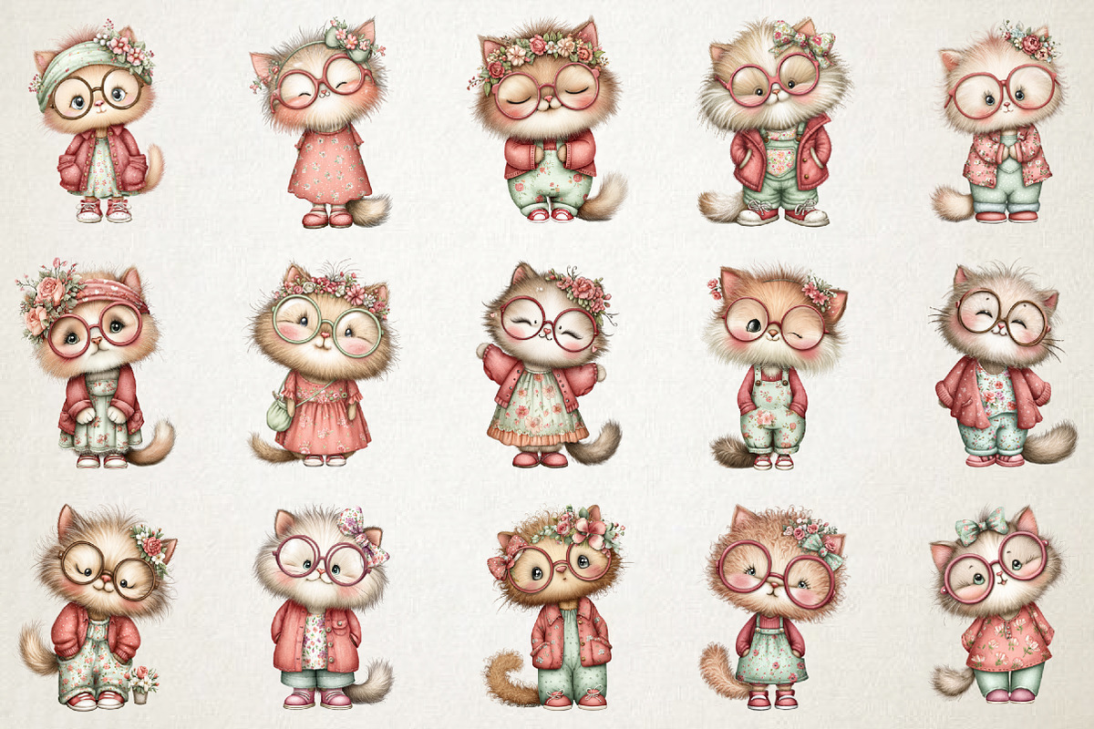 Quirky Cat Mom Retro Glasses PNG, an Animal Illustration by RobertsArt (Photo 4 of 5)