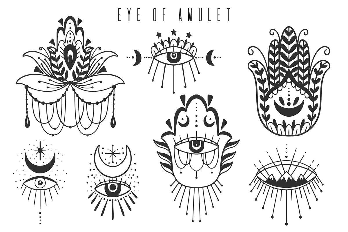 Eye of providence. Ink graphic set., a Decorative Illustration by Moonflora (Photo 5 of 7)