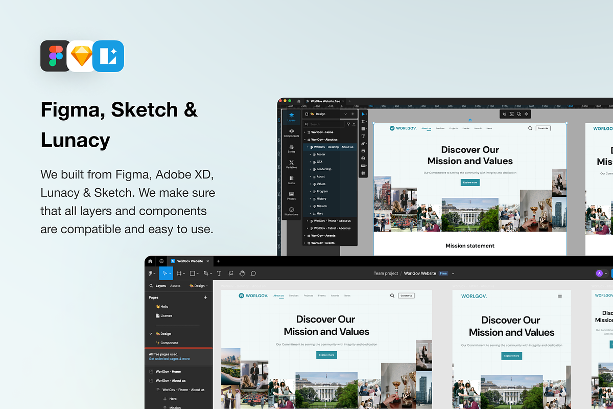 WorlGov - Government Landing Page, an UI Kit Template by Agensip Design Agency (Photo 8 of 10)