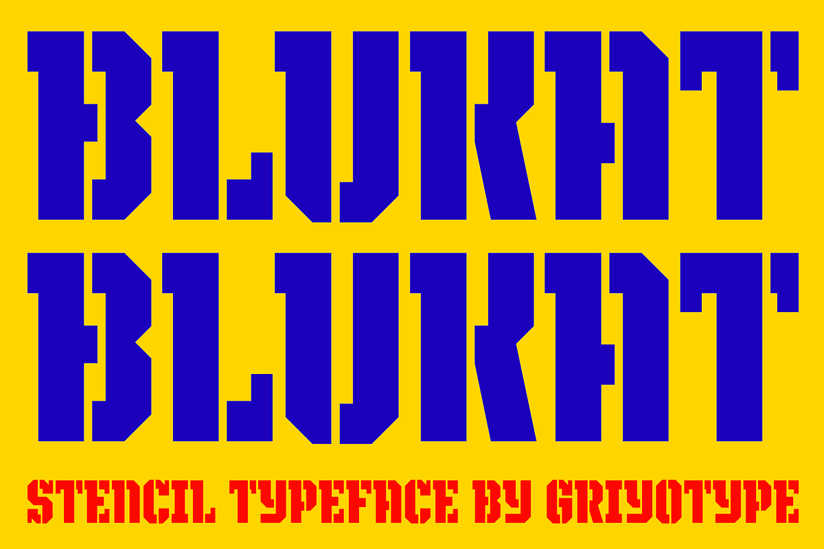 Blukat – Stencil Display Font, a Sans Serif Font by Griyo Type (Photo 1 of 10)