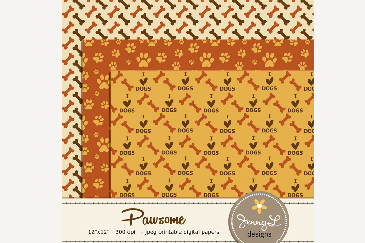 Dog Digital Papers, a Pattern Graphic by JennyL Designs (Photo 3 of 4)