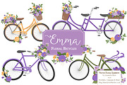 Spring Floral Bicycles Clipart, a Graphic by Amanda Ilkov (Thumbnail 1 of 5)