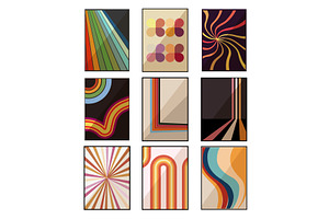 Retro 70s abstract geometric, an Illustration by pikepicture