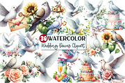 Summer Wedding Doves Clipart, an Illustration by Rose Art (Thumbnail 1 of 7)