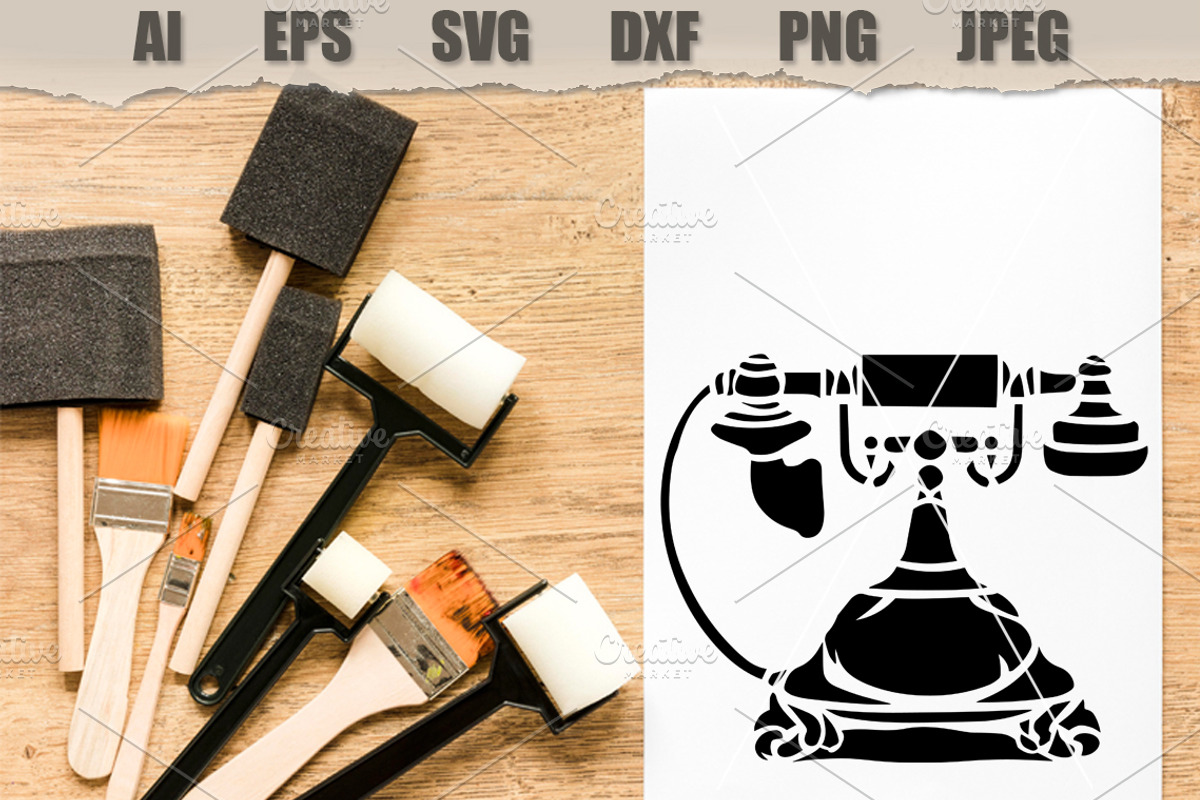 Stencil Vintage Telephone, a Decorative Illustration by MARYCRAFTIRIA (Photo 2 of 3)