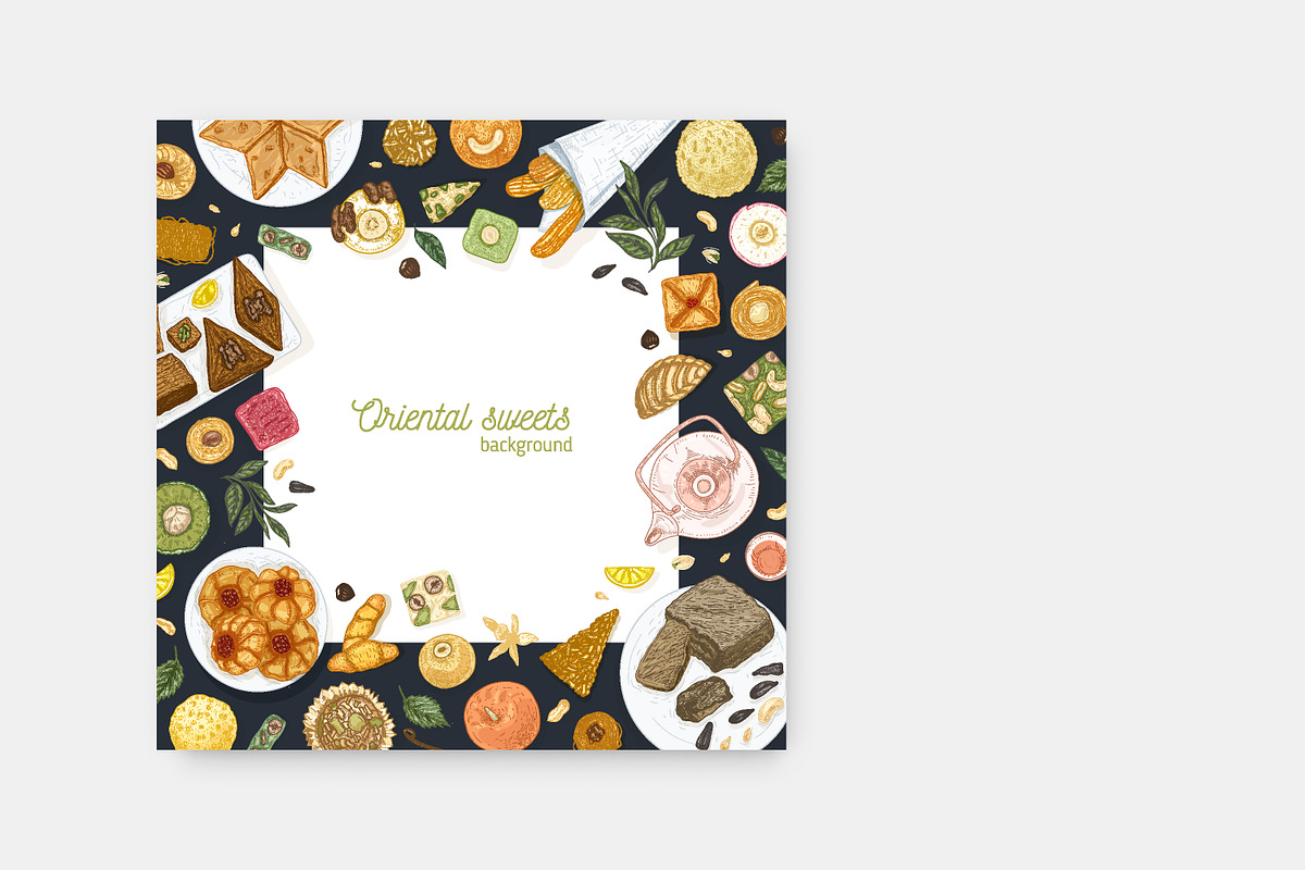 Oriental sweets set + backgrounds, a Food Illustration by Good Studio (Photo 9 of 21)