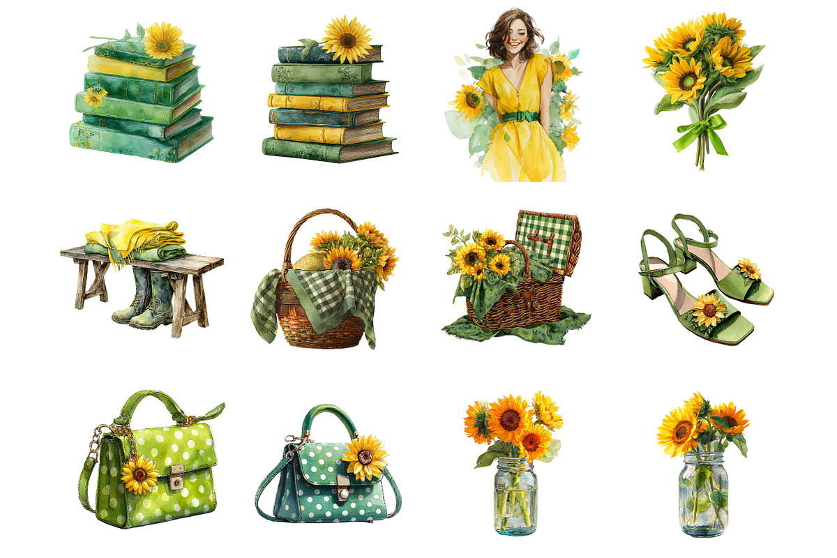 Watercolor Sunflower Summer Clipart, an Illustration by DreamArtGraphic (Photo 3 of 4)