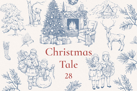 Christmas Tale Vector Line art