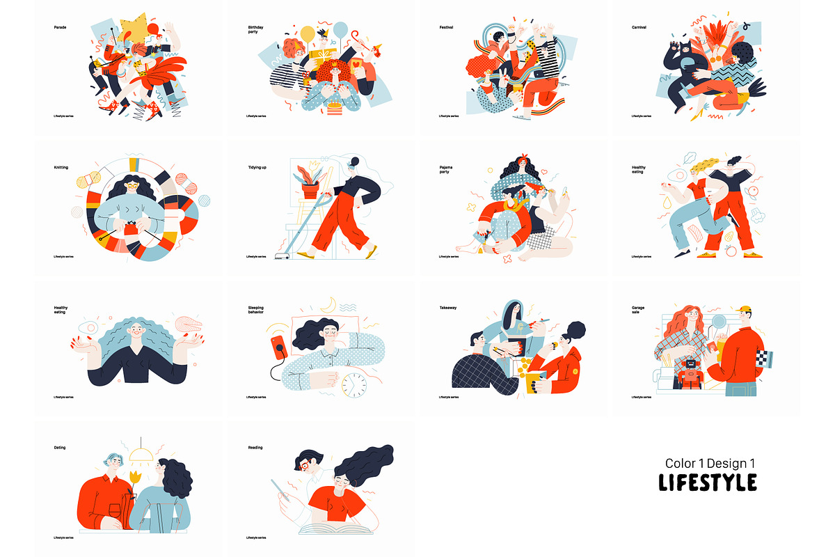 Lifestyle vector ills, color 1, a Templates & Theme by Grivina's shop (Photo 13 of 18)