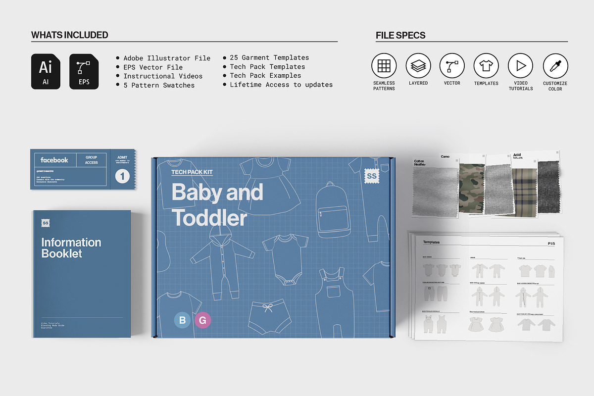 Baby Toddler Tech Pack Template Kit, an Apparel Mockup by Swatch Supply (Photo 2 of 6)