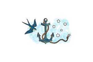 Anchor Swallow Southern Star Tattoo