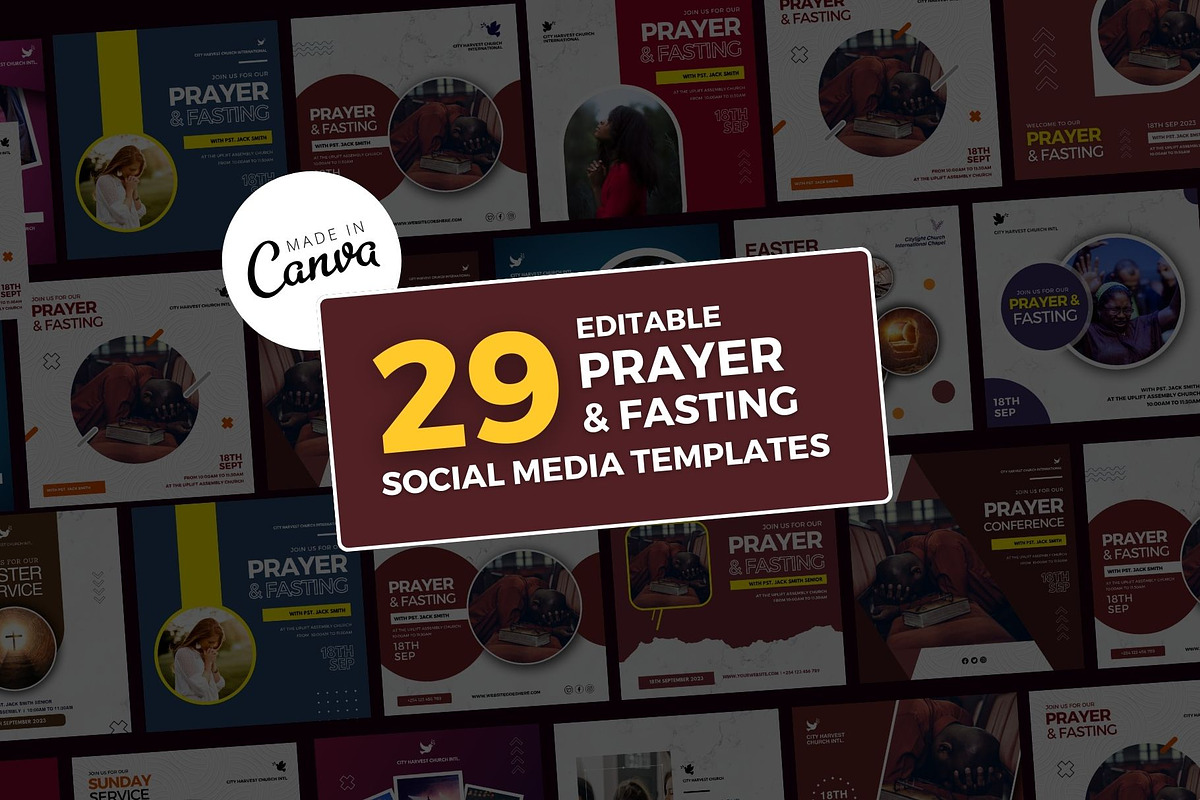 Prayer & Fasting Church Flyer Bundle, a Social Media Template by MK Creatives (Photo 1 of 3)