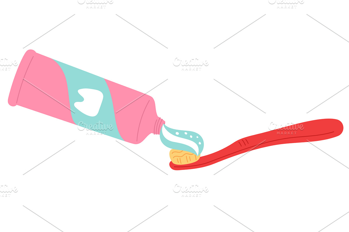 Tube of toothpaste squeezes some of, an Object Illustration by Vectorbuum