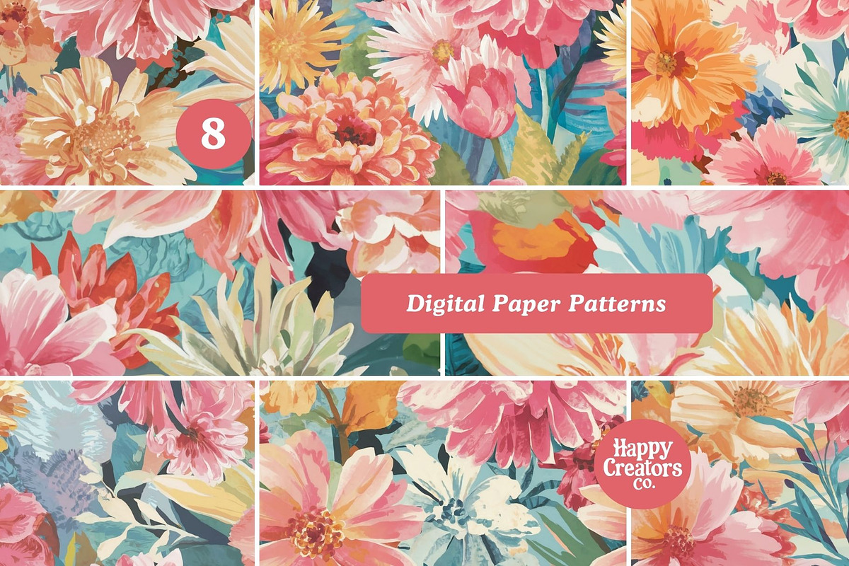 Petals of Paradise Digital Papers #1, a Pattern Graphic by Happy Creators Co. (Photo 3 of 7)