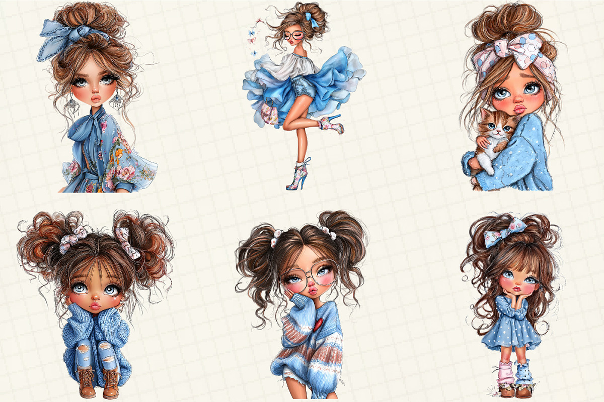 Quirky Cute Little Girl Clipart, an Illustration by DreamCafeArt (Photo 2 of 6)