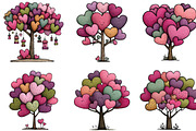 Whimsical Valentines Day Heart Tree, an Illustration by CraftArtStudio (Thumbnail 4 of 6)
