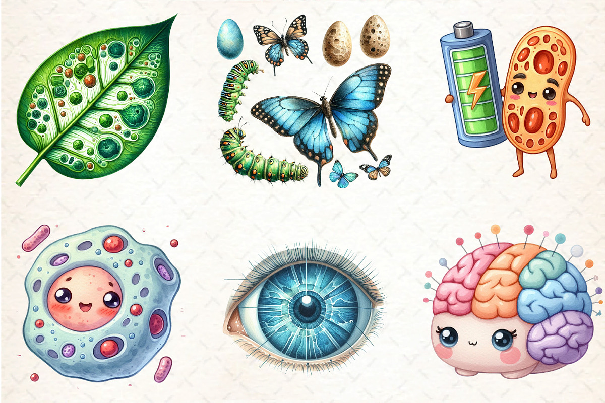 Watercolor Biology Clipart, an Illustration by DreamCafeArt (Photo 3 of 7)