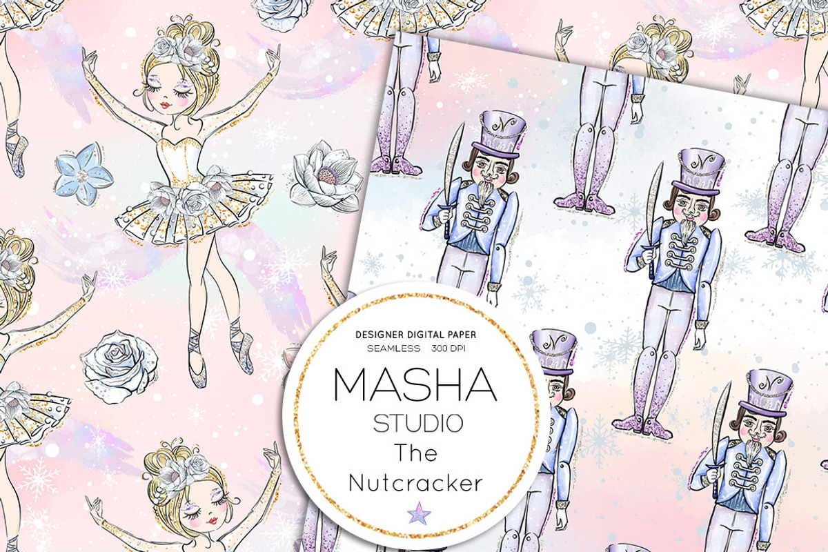 THE NUTCRACKER digital papers, a Pattern Graphic by Masha Studio
