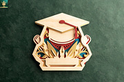 Graduation Cap Wall Art 3D Layered, an Object Illustration by pixaroma (Thumbnail 6 of 8)
