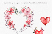 Valentines wreath watercolor hearts, an Object Graphic by MyLittleMeow (Thumbnail 2 of 7)