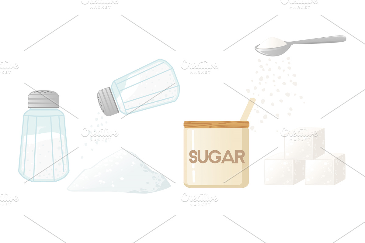 Glass and metal salt shaker with, a Food Illustration by Alfmaler